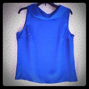 NWOT Talbots Sleeveless Blouse Rounded Collar Blue